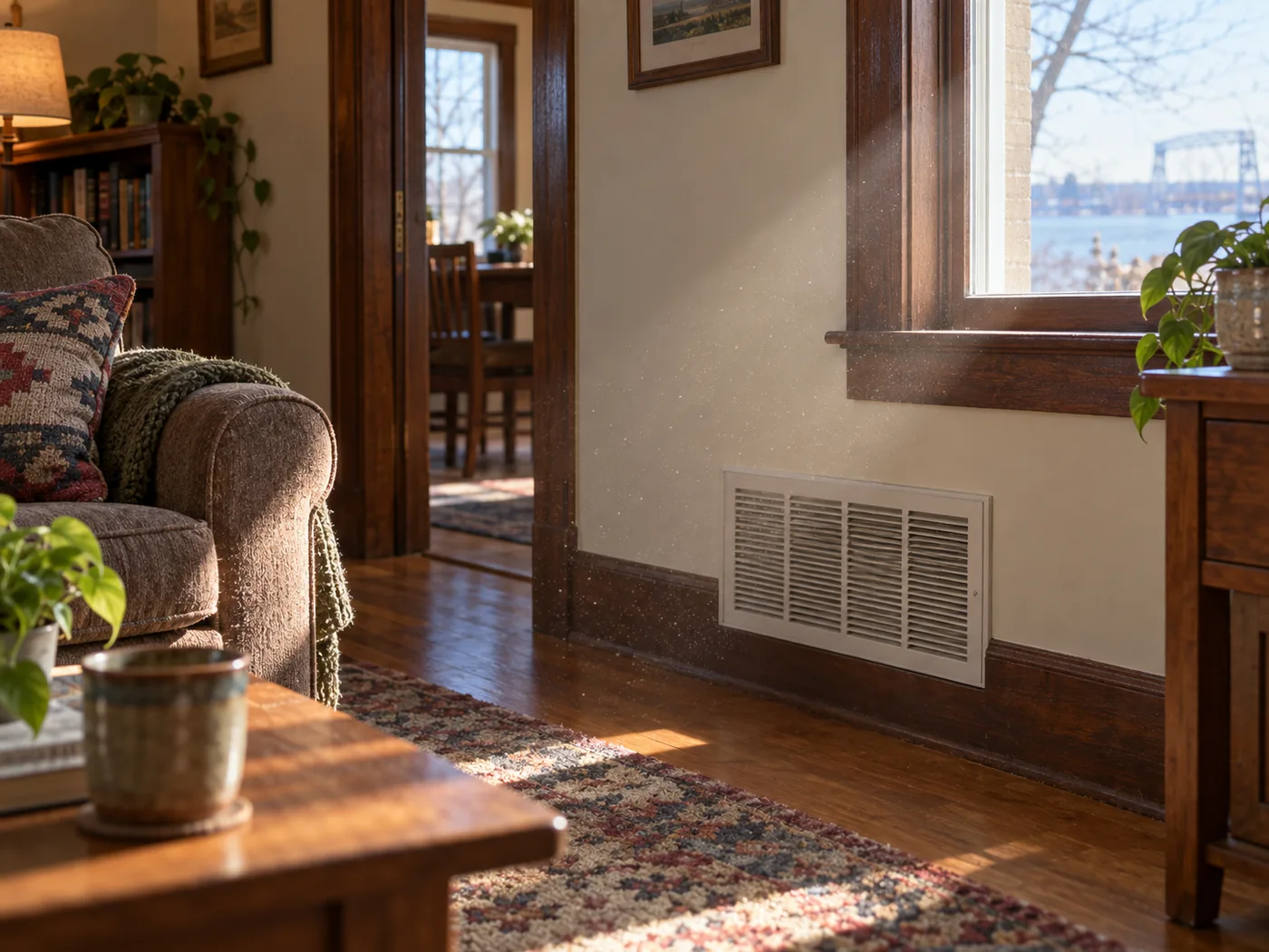 Dust collected at a return air grille