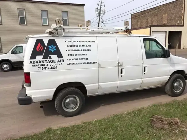 Advantage Air service van at a Twin Ports drain call