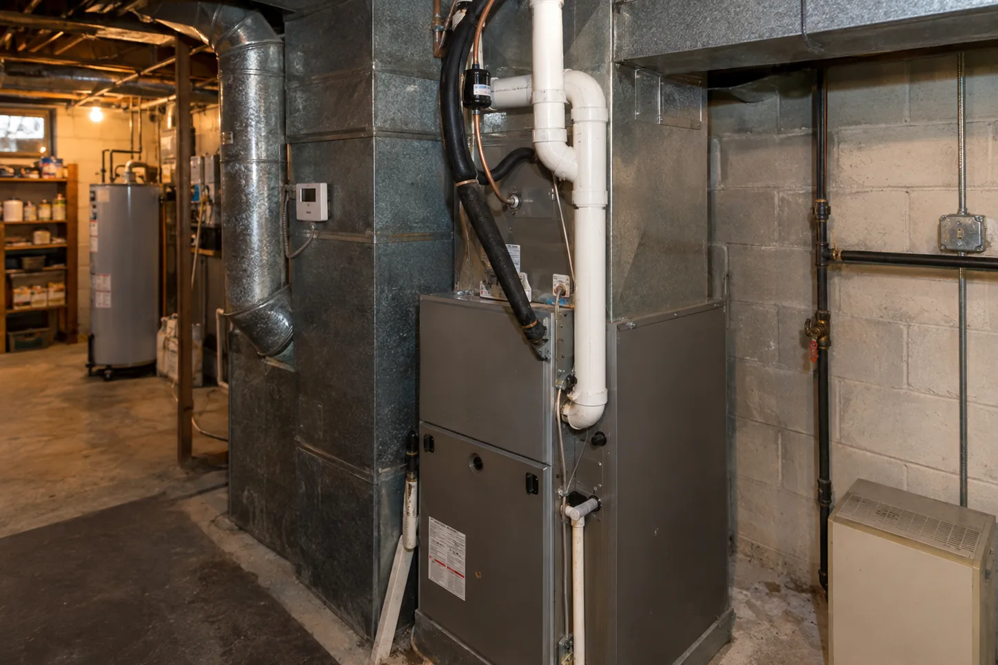 Furnace, coil and ducting in a Northland basement